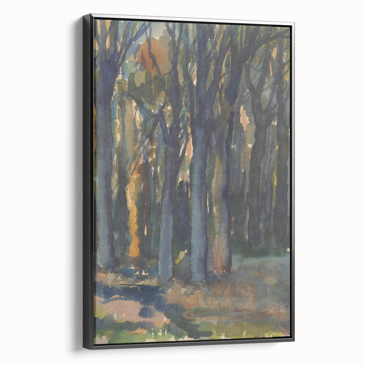 Enigmatic Forest Wall Art - Serene Woodland Scene in Watercolor Shades