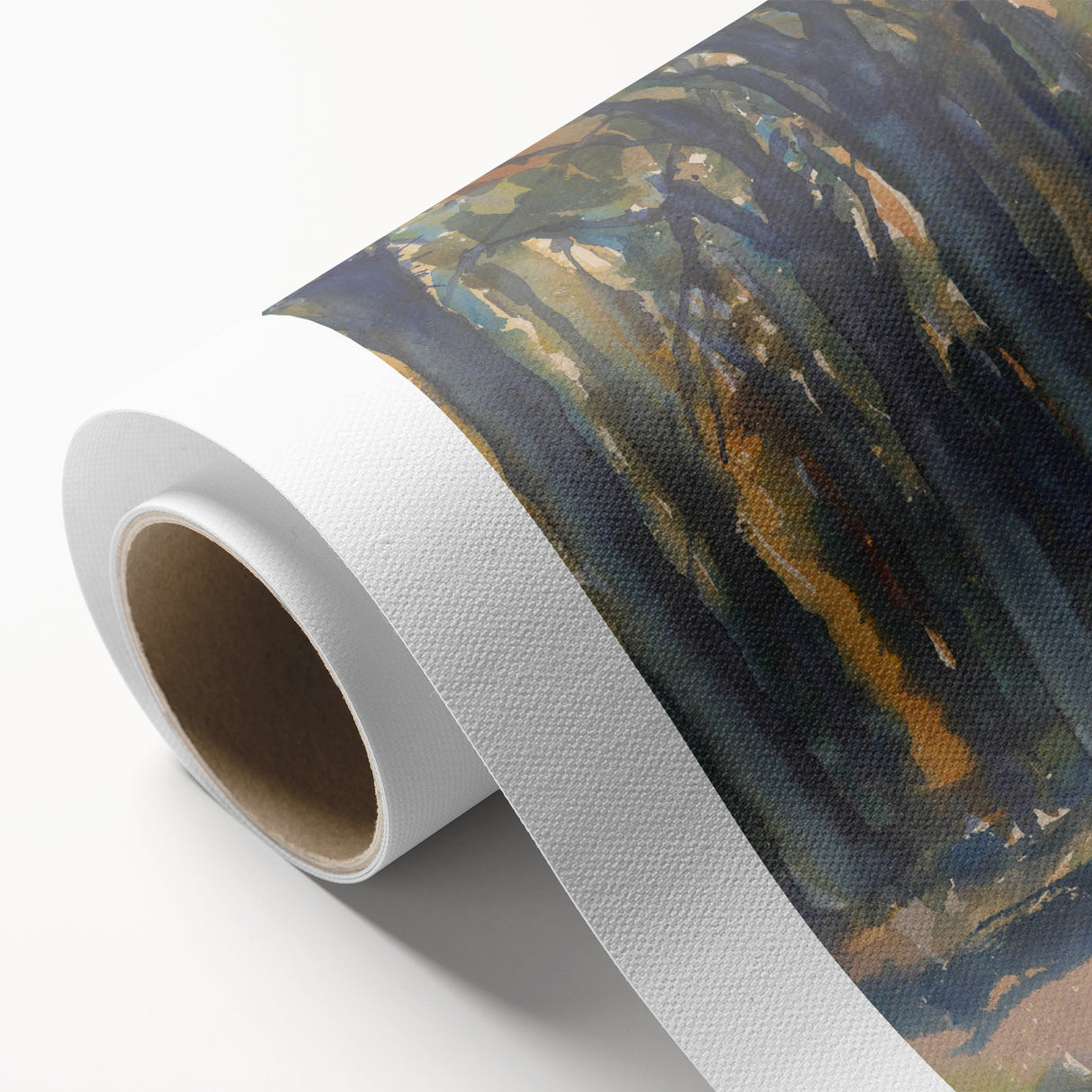 Enigmatic Forest Wall Art - Serene Woodland Scene in Watercolor Shades