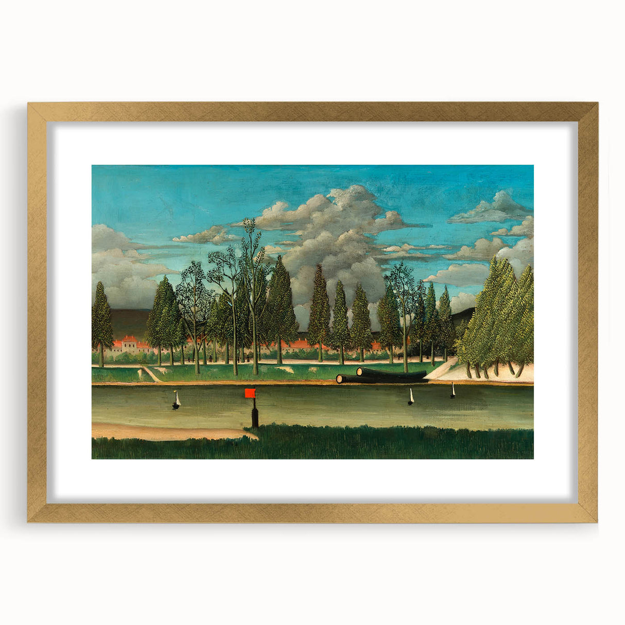 Realism Art Canvas: Serene Landscape of Quai d'Asnières Wall Art