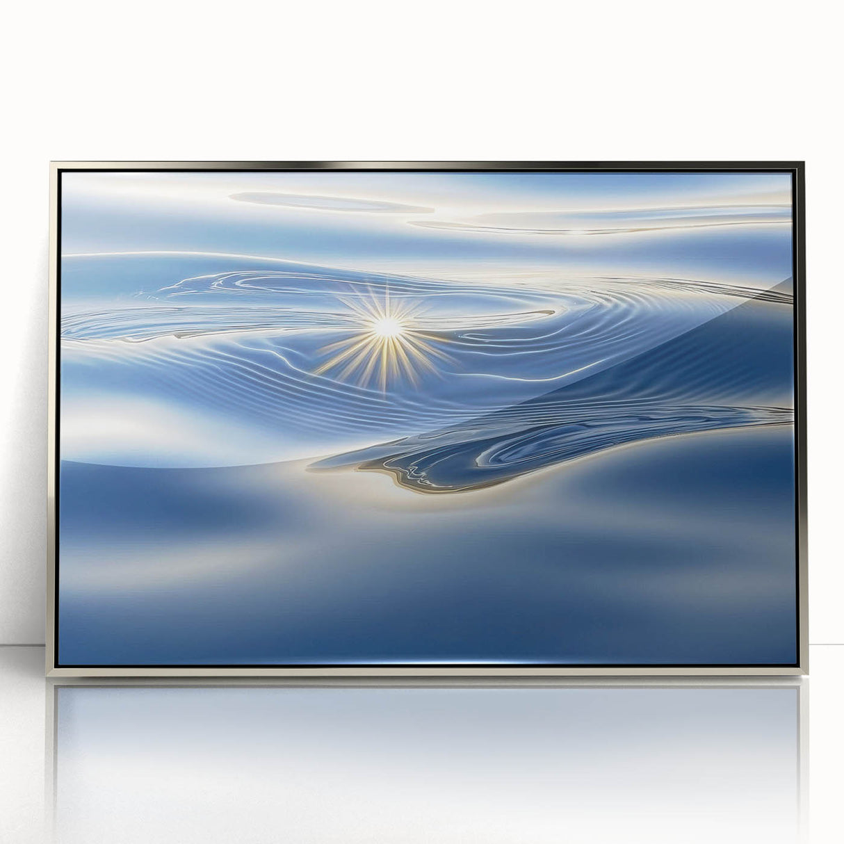 Golden Ripple Reflection – Abstract Dynamic Motion Wall Art