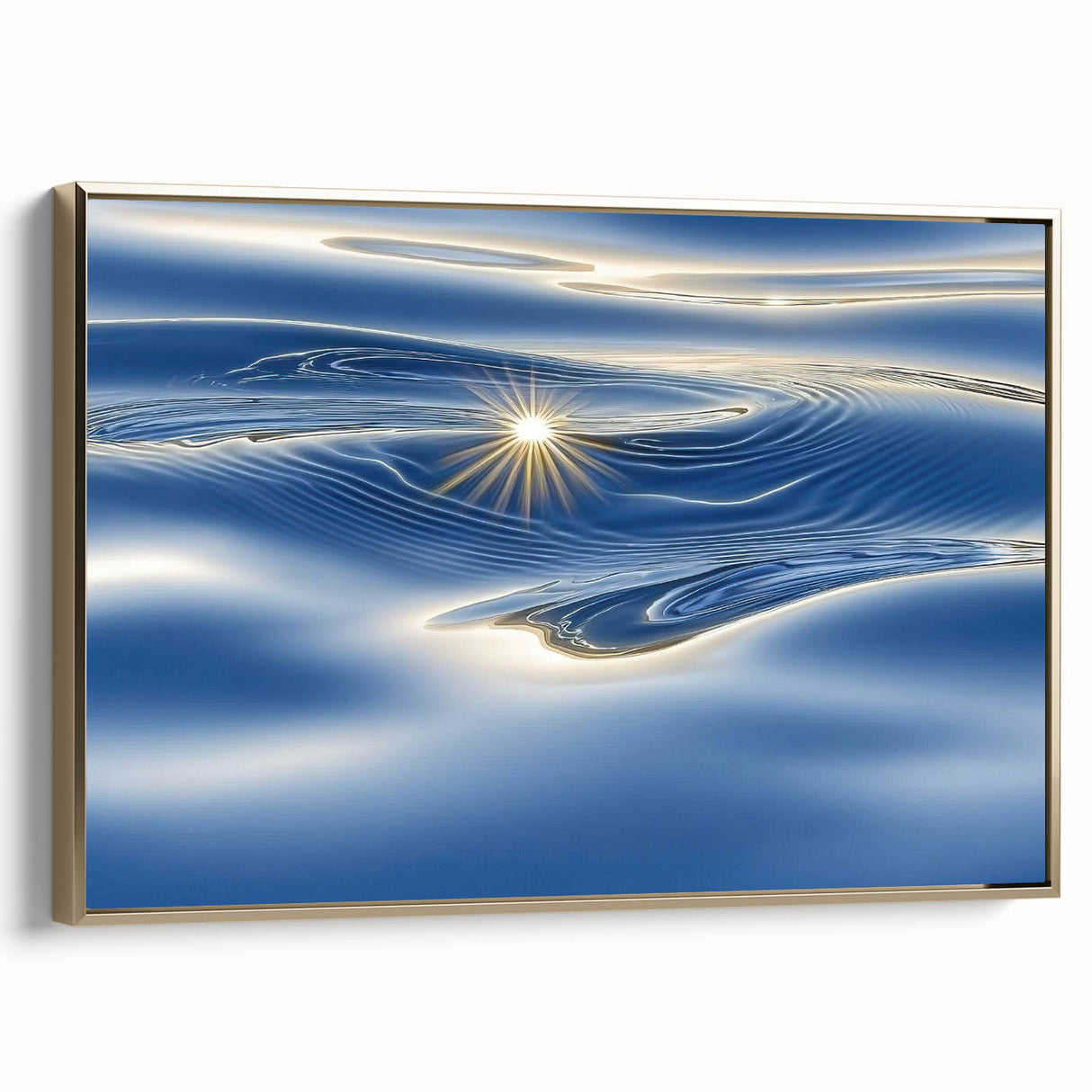 Golden Ripple Reflection – Abstract Dynamic Motion Wall Art