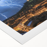 Rolled canvas artwork showcasing a picturesque landscape with a majestic castle surrounded by lush greenery, perfect for home decor enthusiasts. The print is expertly crafted with vibrant colors, capturing the scenic beauty of nature and architecture. Ideal for adding elegance to any living space or office.