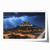 Stunning rolled print of a serene landscape featuring a majestic castle surrounded by lush greenery and a vibrant sky, ideal for home decor enthusiasts.