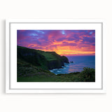 Framed artwork showcasing a stunning landscape of cliffs, featuring a white mat and sleek frame, perfect for enhancing home decor with natural beauty.