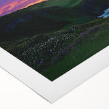 Vibrant rolled canvas depicting a breathtaking landscape of cliffs against a dramatic sky, showcasing rich colors and textures, ideal for home decor or art enthusiasts.