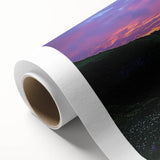 Scenic rolled canvas artwork showcasing majestic cliffs and a vibrant landscape, beautifully detailed for home decor, packaged securely in a protective tube.