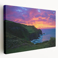 Stretched canvas artwork depicting vibrant cliffs and landscapes in a side view, showcasing rich colors and intricate details, perfect for home decor.
