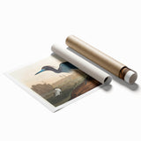 Blue Crane Heron Romanticism Art - Historical Romantic Canvas Print