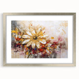 Golden Abstract Daisy – Modern Floral Wall Art for Living Room