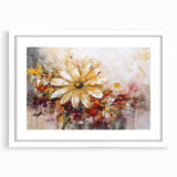 Golden Abstract Daisy – Modern Floral Wall Art for Living Room