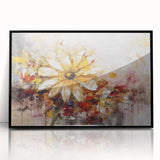 Golden Abstract Daisy – Modern Floral Wall Art for Living Room