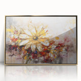 Golden Abstract Daisy – Modern Floral Wall Art for Living Room
