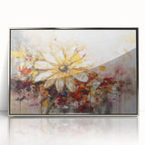Golden Abstract Daisy – Modern Floral Wall Art for Living Room