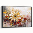 Golden Abstract Daisy – Modern Floral Wall Art for Living Room