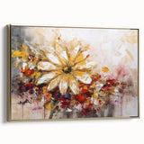 Golden Abstract Daisy – Modern Floral Wall Art for Living Room