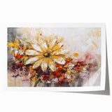 Golden Abstract Daisy – Modern Floral Wall Art for Living Room