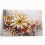 Golden Abstract Daisy – Modern Floral Wall Art for Living Room