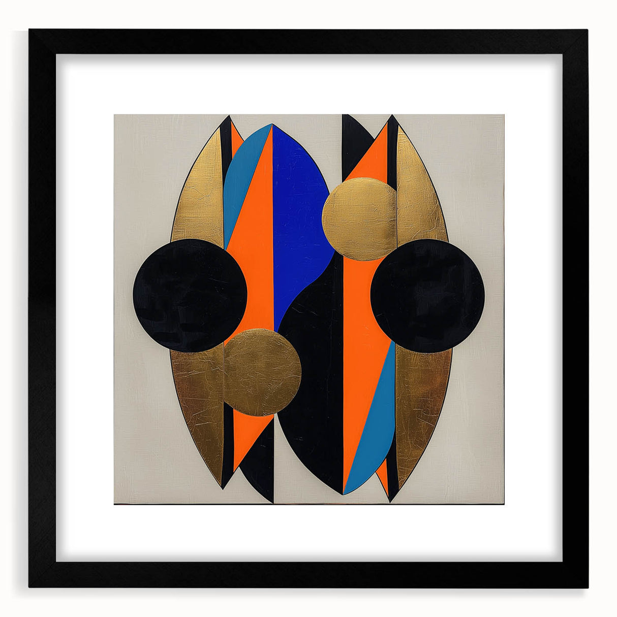 Abstract geometric frame in matte black with a front view design, showcasing sharp angles and modern aesthetics, perfect for contemporary decor.