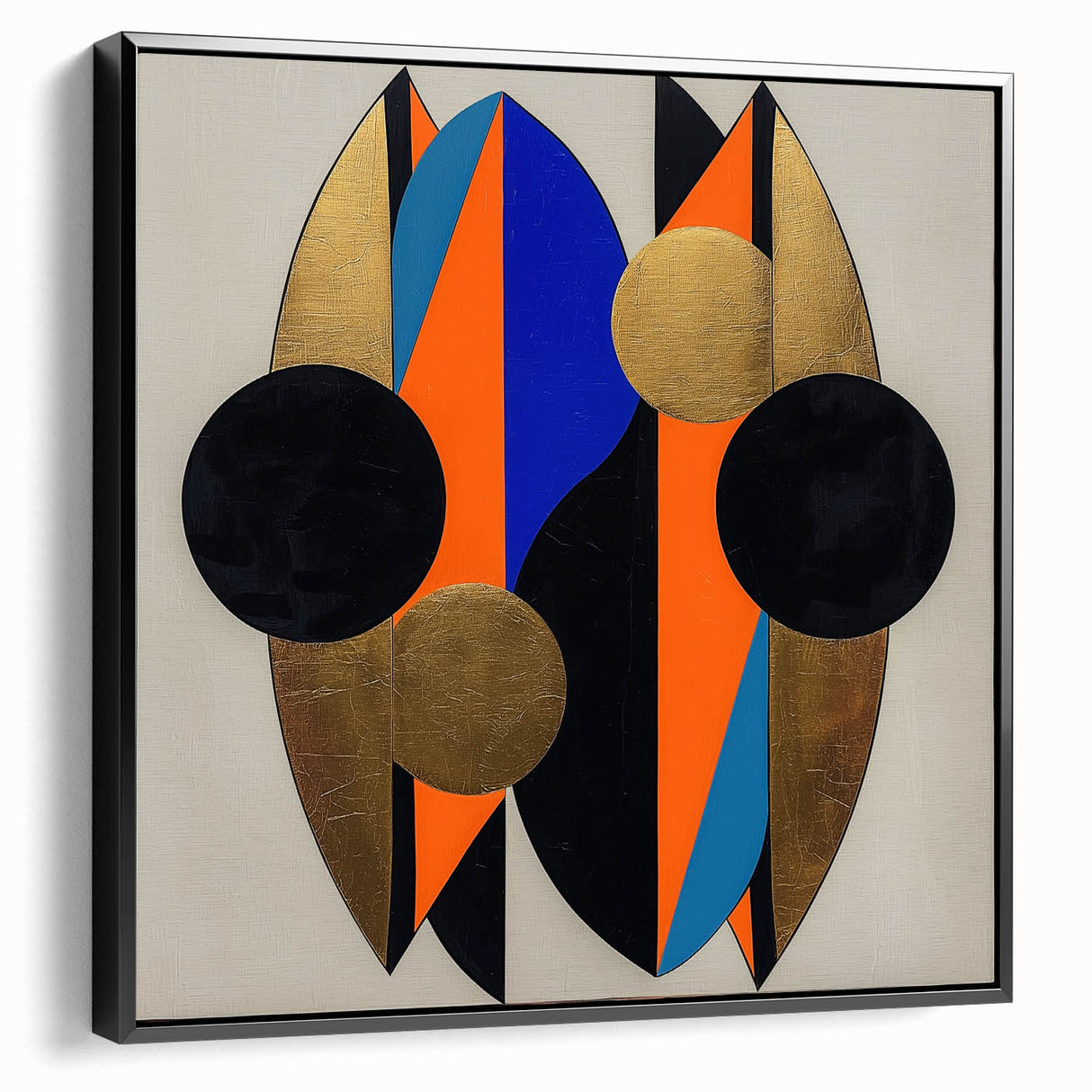 Abstract geometric framed canvas art showcasing a striking black design, highlighting sharp angles and modern aesthetics, ideal for contemporary home decor.