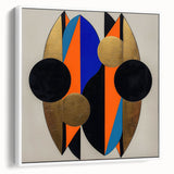 Abstract geometric framed canvas art showcasing a modern white design, viewed from the side to highlight its sleek edges and minimalist aesthetic, perfect for contemporary decor.