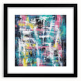 Abstract splatter frame with a matte black finish, showcasing vibrant colors and artistic design, perfect for modern home decor or art galleries.