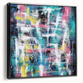 Framed canvas art displaying abstract black splatter designs on a textured surface, showcasing a modern aesthetic perfect for contemporary home decor.