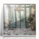 Art deco style door design in monochrome tones on a framed acrylic, suitable for modern art wall decor or nursery.