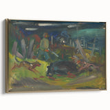 Expressionist Hunting Scene – Bold Abstract Boar Hunt Wall Art