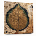 Acrylic glass wall art displaying a vibrant floral and botanical design, showcasing intricate leaves and flowers, elegantly mounted with decorative pins for a contemporary aesthetic.
