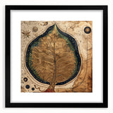 Framed wall art featuring a botanical design with vibrant flowers and leaves, set in a sleek black frame with a white mat, ideal for home decor.