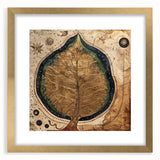 Framed wall art featuring a vibrant floral and botanical design in gold, showcasing intricate flowers and leaves, perfect for home decor.