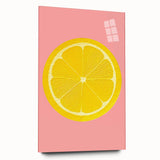 Large abstract wall art featuring an assortment of fruits in vibrant colors on acrylic glass.