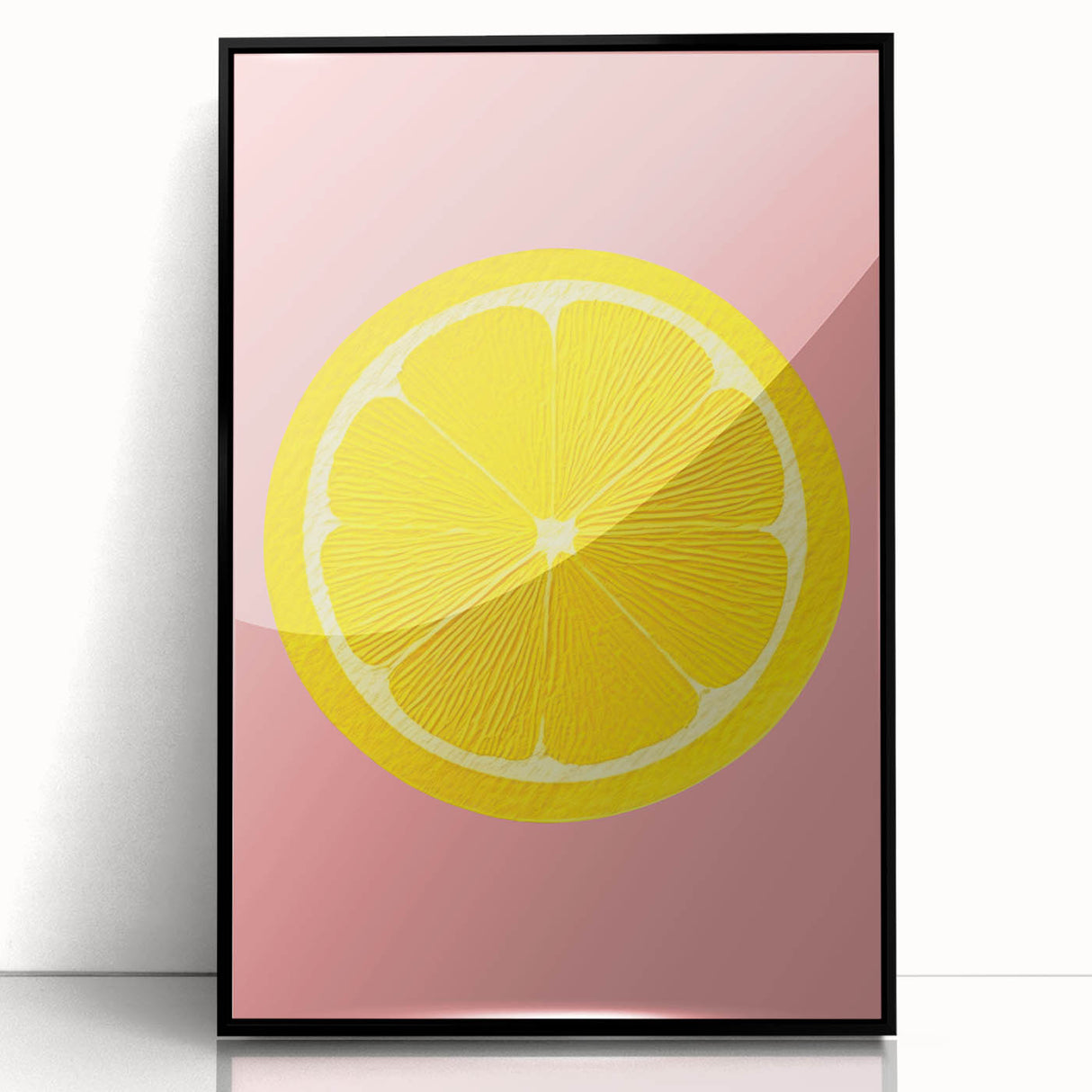 Large abstract wall art featuring assorted fruits in bold, vibrant colors on a framed acrylic.