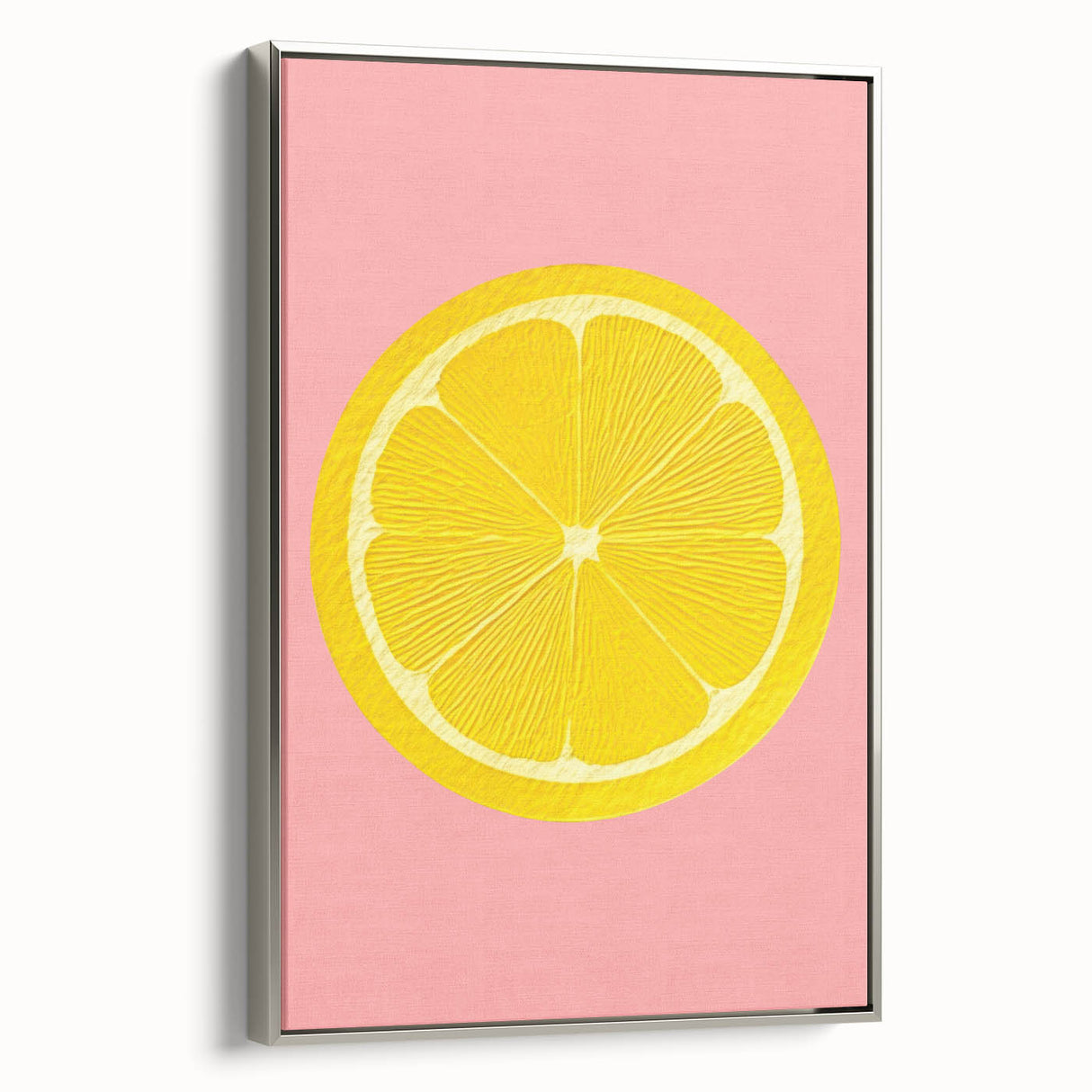 Landscape art painting of colorful fruits on a black background, framed in silver, ideal for kitchen wall decor.