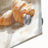 Acrylic glass print of large abstract pastries in vibrant colors, ideal for dining room art in a mid-century modernist style.