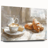 Acrylic print of assorted pastries in warm earth tones, ideal for dining room decor.