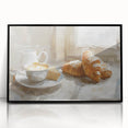 Large abstract wall art of assorted pastries in muted colors on a framed acrylic, ideal for kitchen decor.