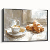 Black and white framed canvas featuring vintage poster art of assorted pastries, suitable for bedroom decor.
