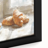 Close-up of black wall art featuring colorful pastries on a textured, framed canvas, ideal for living room decor.
