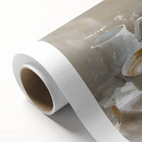 Art deco poster featuring an array of pastries in soft pastel tones on rolled canvas, ideal for nursery wall art.