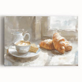 Large black and white stretched canvas featuring an assortment of pastries, ideal for kitchen wall art.