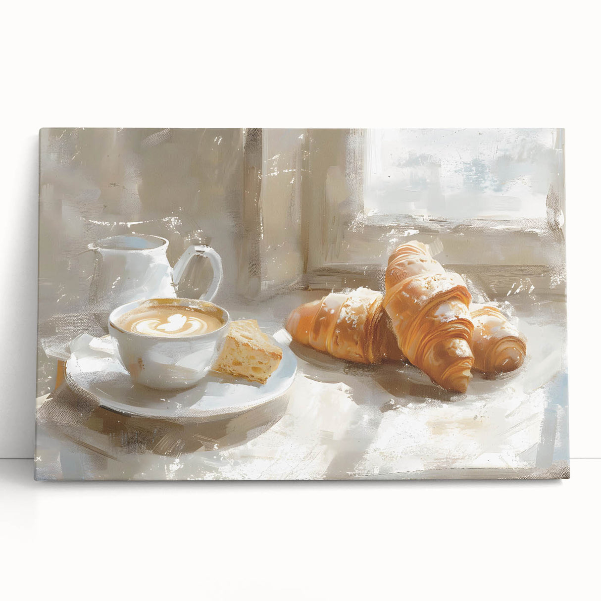 Black and white photo of assorted pastries on a stretched canvas, ideal for kitchen wall art.