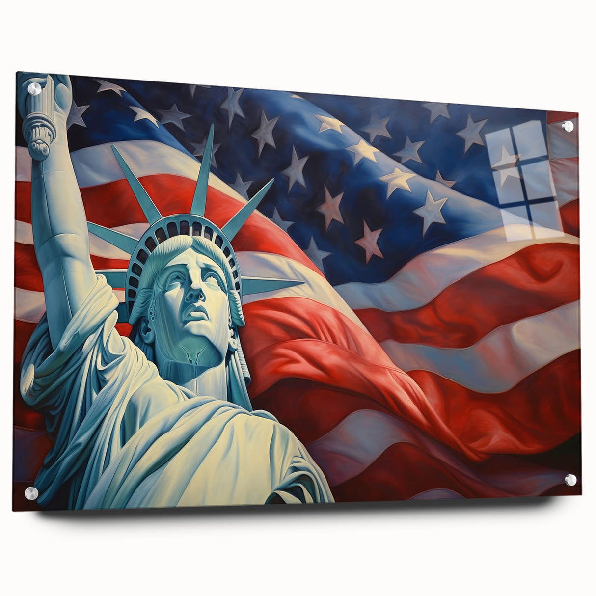 Statue of Liberty with USA Flag - 4th of July Wall Art for Patriots