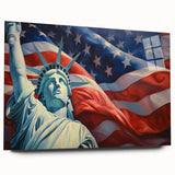 Statue of Liberty with USA Flag - 4th of July Wall Art for Patriots