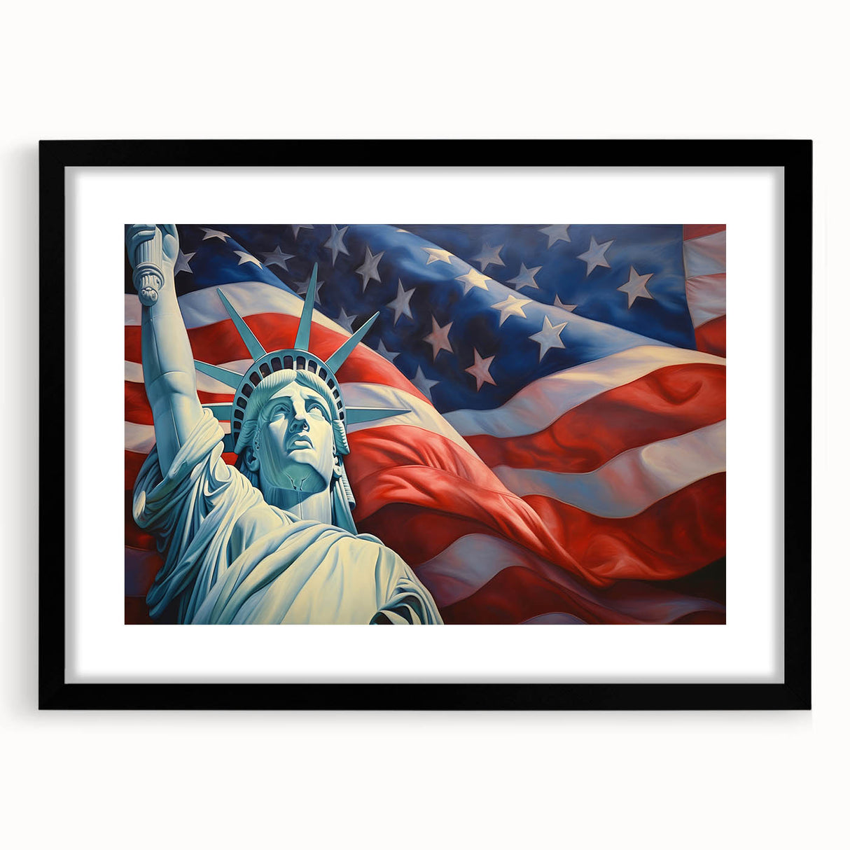 Statue of Liberty with USA Flag - 4th of July Wall Art for Patriots