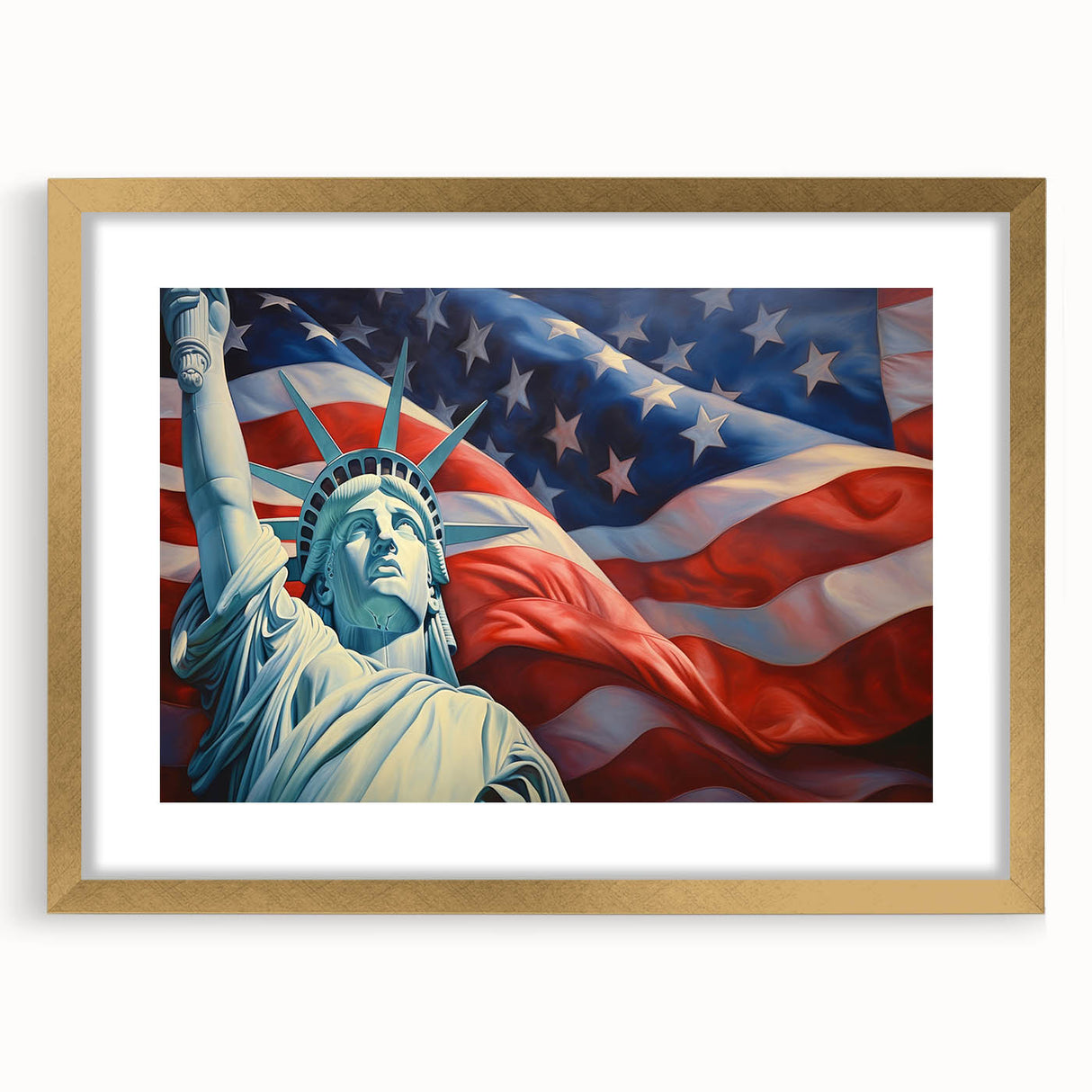 Statue of Liberty with USA Flag - 4th of July Wall Art for Patriots