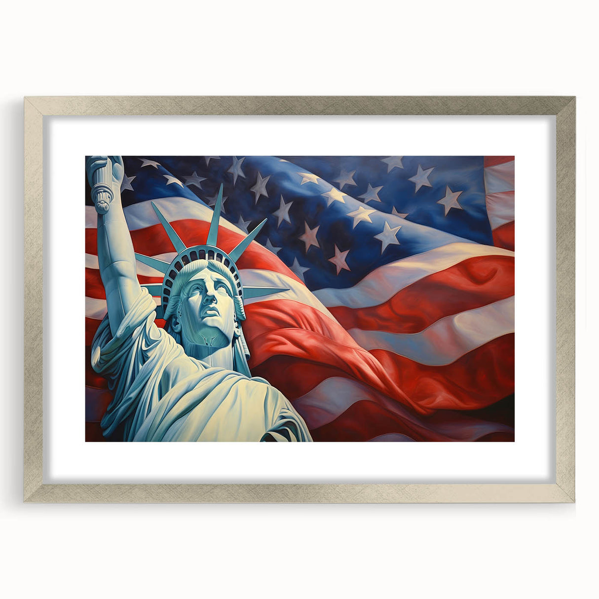 Statue of Liberty with USA Flag - 4th of July Wall Art for Patriots