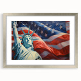 Statue of Liberty with USA Flag - 4th of July Wall Art for Patriots