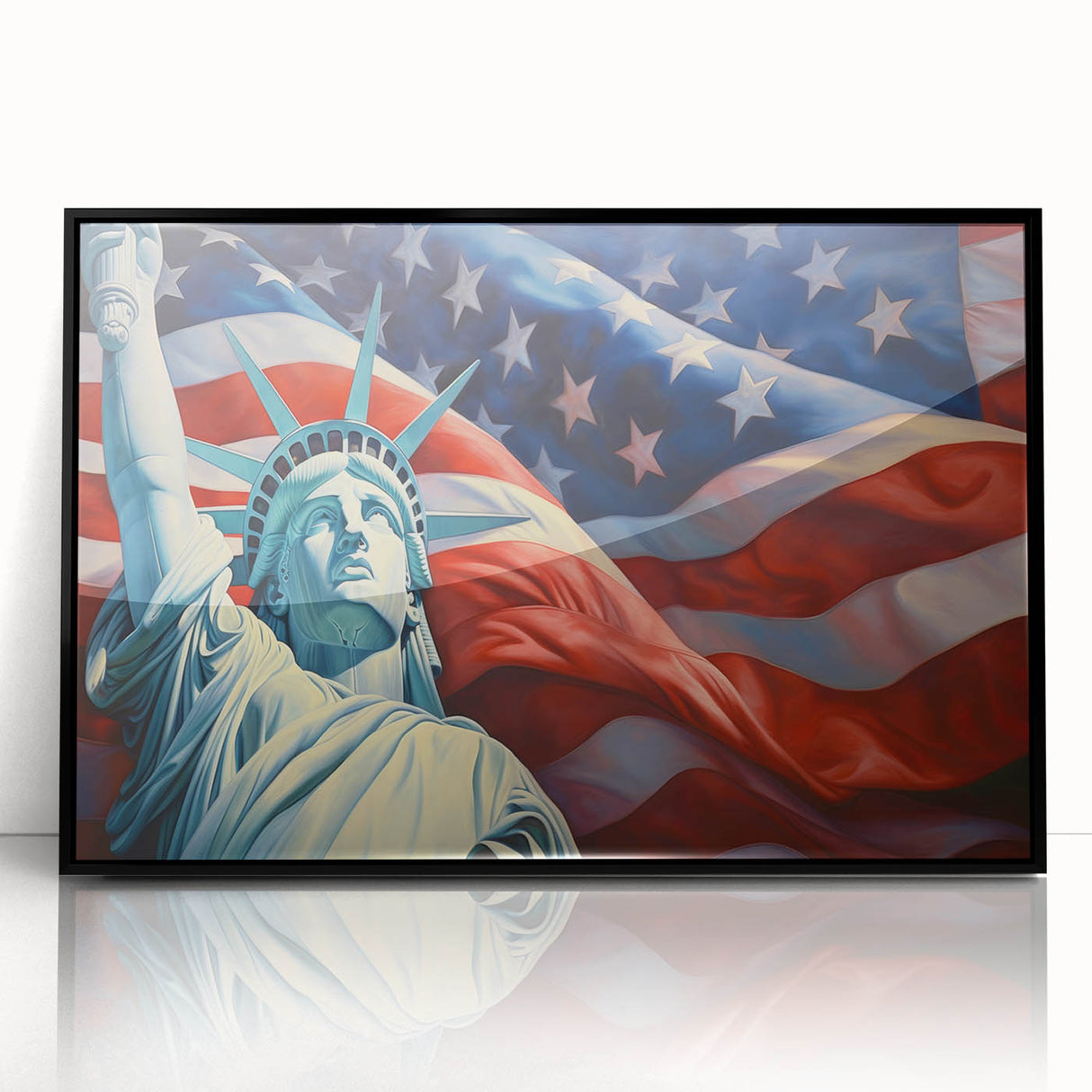 Statue of Liberty with USA Flag - 4th of July Wall Art for Patriots