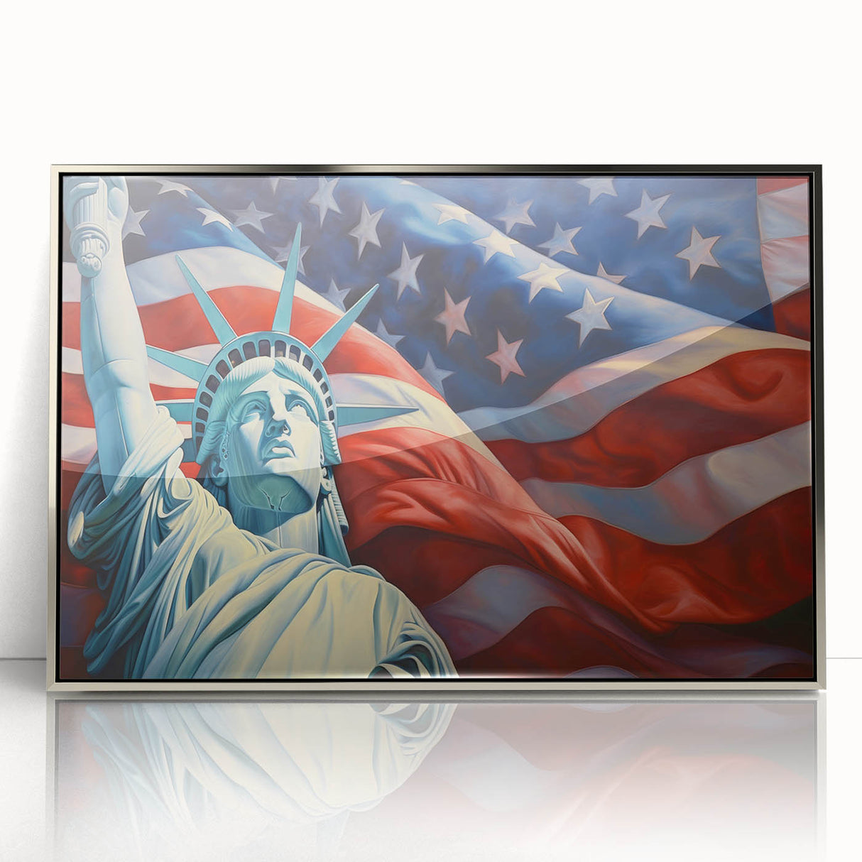 Statue of Liberty with USA Flag - 4th of July Wall Art for Patriots